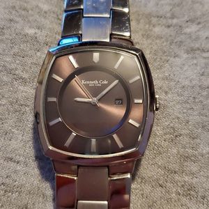 KENNETH COLE New York Rectangular Stainless Brown Dial Date Watch KC3341 & MORE!